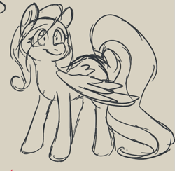 Size: 585x572 | Tagged: safe, artist:waackery, derpibooru import, fluttershy, pegasus, pony, drawpile, monochrome, sketch, solo