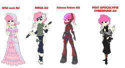 Size: 5226x2846 | Tagged: safe, artist:j053ph-d4n13l, oc, oc only, oc:candy bytes, oc:cheery candy, oc:cheery kawaii, oc:cheery meadows, oc:hard-candy, cyborg, equestria girls, alternate universe, armor, belt, boots, camouflage, choker, clothes, commission, cyberpunk, dress, equestria girls-ified, eye scar, feet, female, flower, gun, handgun, hat, headband, helmet, holster, kunai, mask, multicolored hair, ninja, pants, pistol, rainbow hair, rose, sandals, scar, shoes, simple background, transparent background, vest, wall of tags, weapon