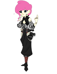 Size: 1700x2187 | Tagged: safe, artist:j053ph-d4n13l, oc, oc only, oc:candy bytes, oc:cheery candy, cyborg, equestria girls, alternate universe, belt, boots, camouflage, clothes, commission, cyberpunk, equestria girls-ified, female, gun, handgun, holster, multicolored hair, pants, pistol, rainbow hair, shoes, simple background, transparent background, vest