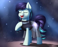 Size: 1280x1038 | Tagged: safe, artist:kaylerustone, coloratura, earth pony, pony, the mane attraction, cutiespark, eyes closed, female, mare, open mouth, singing, solo