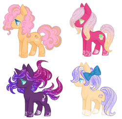 Size: 862x838 | Tagged: safe, artist:baseadopts, artist:kangarooirwin, artist:selenaede, oc, oc only, earth pony, unicorn, base used, bow, colored pupils, ethereal mane, female, hair bow, hoof polish, magical lesbian spawn, mare, offspring, parent:applejack, parent:big macintosh, parent:cheese sandwich, parent:fluttershy, parent:pinkie pie, parent:princess luna, parent:rarity, parent:tempest shadow, parents:cheesepie, parents:fluttermac, parents:rarijack, parents:tempestluna, simple background, transparent background