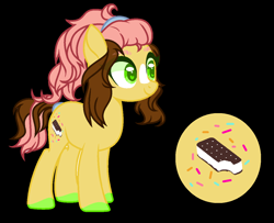 Size: 1280x1040 | Tagged: safe, artist:jackie-sheepwitch, oc, oc only, oc:coffee bean, earth pony, pony, base used, black background, earth pony oc, female, hairband, hoof polish, mare, next generation, offspring, parent:cheese sandwich, parent:pinkie pie, parents:cheesepie, reference sheet, simple background, smiling, solo, tail wrap