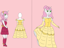Size: 2048x1536 | Tagged: safe, artist:mintymelody, sweetie belle, anthro, beauty and the beast, clothes, dress, female, solo
