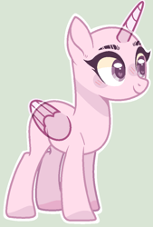 Size: 654x970 | Tagged: safe, artist:nocturnal-moonlight, oc, oc only, alicorn, alicorn oc, bald, base, horn, raised hoof, simple background, smiling, solo, wings