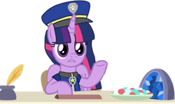 Size: 1440x858 | Tagged: safe, artist:徐詩珮, derpibooru import, twilight sparkle, twilight sparkle (alicorn), alicorn, series:sprglitemplight diary, series:sprglitemplight life jacket days, series:springshadowdrops diary, series:springshadowdrops life jacket days, alternate universe, base used, chase (paw patrol), clothes, female, paw patrol, simple background, transparent background