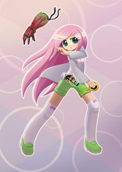 Size: 1000x1407 | Tagged: safe, artist:howxu, derpibooru import, fluttershy, human, ankh (kamen rider ooo), badass, clothes, commission, digital art, female, flutterbadass, henshin, humanized, kamen rider, kamen rider ooo, solo