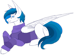 Size: 3500x2629 | Tagged: safe, artist:amcirken, oc, oc:typical, pegasus, pony, clothes, glasses, high res, male, prone, simple background, solo, stallion, sweater, transparent background