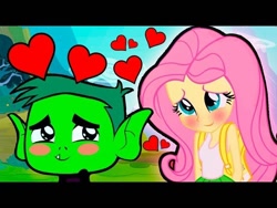 Size: 640x480 | Tagged: artist needed, safe, fluttershy, equestria girls, beast boy, crossover, crossover shipping, female, flutterbeast, heart, male, metahuman, primal, shipping, straight, teen titans, teen titans go