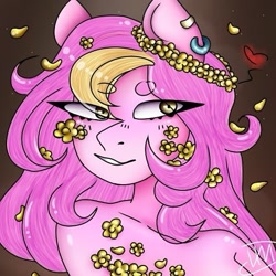 Size: 525x525 | Tagged: safe, artist:irinamar, oc, anthro, earth pony, bust, ear piercing, earring, earth pony oc, female, jewelry, piercing, signature