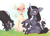 Size: 1266x913 | Tagged: safe, artist:switchsugar, fhtng th§ ¿nsp§kbl, oleander, pom lamb, classical unicorn, dog, lamb, sheep, sheep dog, unicorn, them's fightin' herds, adorapom, awwleander, bell, blushing, cloven hooves, community related, cute, eyes closed, female, happy, head scratch, leonine tail, lineless, onomatopoeia, open mouth, puppy, sitting, sleeping, smiling, sound effects, tail wag, unshorn fetlocks, zzz