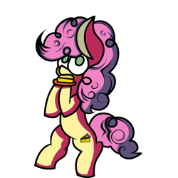 Size: 5000x5000 | Tagged: safe, artist:hymyt2, li'l cheese, earth pony, pony, the last problem, bipedal, cheese, food, plate, simple background, solo, transparent background