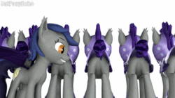 Size: 599x337 | Tagged: safe, artist:batponyecho, oc, oc only, oc:echo, bat pony, pony, 3d, animated, armor, bat pony oc, bat wings, butt, eyes on the prize, fangs, female, gif, looking at butt, male, mare, new lunar republic, night guard, plot, rear view, sfm pony, simple background, source filmmaker, spread wings, stallion, tail, white background, wings