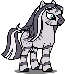 Size: 1000x1141 | Tagged: safe, artist:bigmk, artist:kuma993, zecora, zebra, alternate hairstyle, long hair, simple background, solo, transparent background