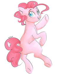 Size: 4535x5669 | Tagged: safe, artist:souppyman, derpibooru import, pinkie pie, earth pony, pony, absurd resolution, colored pupils, cute, diapinkes, female, looking back, mare, missing cutie mark, simple background, smiling, solo, white background
