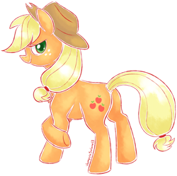 Size: 600x598 | Tagged: safe, artist:vampireselene13, derpibooru import, applejack, earth pony, pony, butt, female, looking at you, looking back, looking back at you, mare, plot, simple background, solo, white background