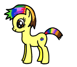 Size: 656x573 | Tagged: safe, oc, oc:rainbow tashie, earth pony, pony, multicolored hair, nintendo 64, rainbow hair, simple background, solo, white background