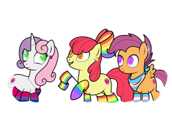 Size: 1600x1200 | Tagged: safe, artist:icey-wicey-1517, artist:kb-gamerartist, color edit, edit, apple bloom, scootaloo, scooteroll, sweetie belle, earth pony, pegasus, pony, unicorn, collaboration, alternate hairstyle, apple bloom's bow, bandana, bisexual pride flag, bow, clothes, colored, cutie mark crusaders, ear piercing, earring, female, flag, gay pride flag, grin, hair bow, heart, hoof hold, jewelry, male, mare, necklace, older, older apple bloom, older cmc, older scootaloo, older sweetie belle, piercing, pride, pride flag, pride month, rainbow socks, raised hoof, rule 63, simple background, smiling, socks, stallion, striped socks, transgender, transgender pride flag, transparent background