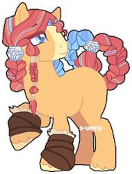 Size: 366x482 | Tagged: safe, artist:s-unny--daydream, artist:selenaede, oc, oc:celtic melody, base used, blank flank, braided tail, female, hair ornament, hoof wraps, larger female, mare, offspring, parent:rainbow dash, parent:rockhoof, parents:rockdash, simple background, size difference, solo, transparent background