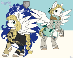 Size: 1280x1024 | Tagged: safe, artist:housho, pegasus, pony, armor, braid, braided tail, clothes, female, fire emblem, fire emblem: three houses, ingrid brandl galatea, mare, ponified, raised hoof, rearing