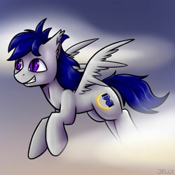 Size: 1280x1280 | Tagged: safe, artist:jellysiek, oc, oc only, bat pony, pony, flying, smiling, solo