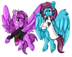 Size: 2500x2000 | Tagged: safe, artist:euspuche, oc, oc only, oc:high flyer, oc:parabellum, pegasus, pony, clothes, looking at each other, looking up, simple background, transparent background