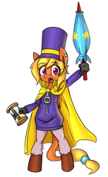 Size: 2130x3480 | Tagged: safe, artist:spheedc, oc, oc:princess corona lionheart iv, semi-anthro, a hat in time, cape, clothes, commission, digital art, hat, hourglass, simple background, solo, top hat, transparent background, umbrella, zipper