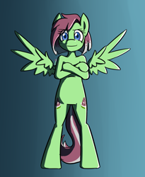 Size: 1506x1834 | Tagged: safe, artist:spheedc, oc, oc only, oc:watermelon success, pegasus, semi-anthro, bipedal, commission, crossed arms, digital art, female, gradient background, mare, solo, wings