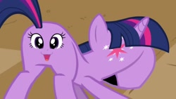 Size: 1280x720 | Tagged: safe, derpibooru import, edit, edited screencap, screencap, twilight sparkle, a canterlot wedding, body part swap, buttface, wat