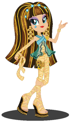 Size: 352x598 | Tagged: safe, artist:cookiechans2, artist:machakar52, equestria girls, barely eqg related, base used, bracelet, cleo de nile, clothes, crossover, crown, ear piercing, earring, egyptian, equestria girls style, equestria girls-ified, jewelry, mattel, monster high, mummy, piercing, regalia, sandals, shoes