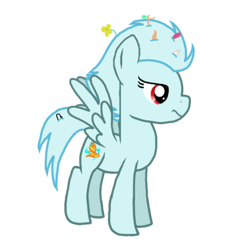 Size: 768x768 | Tagged: safe, artist:crystal wishes, oc, oc only, oc:windy breeze, pegasus, pony, feather, female, flower, implied spitfire, mare, messy mane, paper clip, pegasus oc, scowl, shards, simple background, solo, transparent background, twig, wings