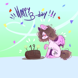 Size: 1080x1080 | Tagged: safe, artist:akiiichaos, oc, pegasus, pony, cake, chibi, female, food, mare, solo