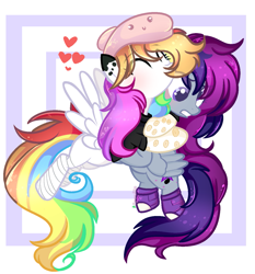 Size: 1291x1384 | Tagged: safe, artist:2pandita, oc, oc only, pegasus, pony, clothes, female, hug, mare, shirt