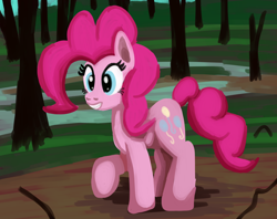 Size: 2048x1625 | Tagged: safe, artist:platinumdrop, derpibooru import, pinkie pie, earth pony, pony, female, mare, solo, swamp