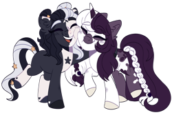 Size: 1280x854 | Tagged: safe, artist:unicorn-mutual, oc, oc only, oc:amaris eclipse, oc:lullaby, earth pony, pony, unicorn, female, mare, simple background, transparent background