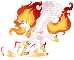 Size: 1280x1048 | Tagged: safe, artist:t3ssrina, nightmare star, alicorn, female, fire, horn, horn jewelry, jewelry, mare, necklace, obtrusive watermark, regalia, simple background, solo, stomping, transparent background, watermark