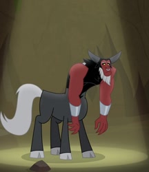 Size: 606x702 | Tagged: safe, screencap, lord tirek, centaur, frenemies (episode), bracer, cloven hooves, colored hooves, cropped, cute, floppy ears, nose piercing, nose ring, piercing, sad, sadorable, spotlight, standing, tirebetes