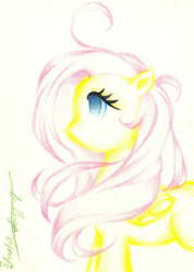 Size: 430x605 | Tagged: safe, artist:la-monge, derpibooru import, fluttershy, pegasus, pony, bust, outline, portrait, simple background, white background