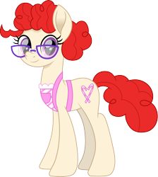 Size: 1344x1500 | Tagged: safe, artist:cloudyglow, twist, earth pony, pony, alternate universe, apron, clothes, cloudyglow is trying to murder us, cloudyglowverse, cute, female, glasses, looking at you, mare, movie accurate, older, older twist, simple background, solo, transparent background, twistabetes