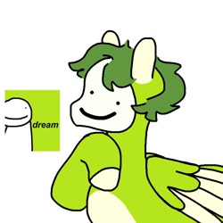 Size: 768x768 | Tagged: safe, artist:bunnyhoneymatsu, pegasus, pony, dream (youtuber), male, mask, mcyt, minecraft, ponified, smiling, solo, wings, youtuber