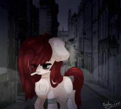 Size: 2000x1800 | Tagged: safe, artist:kindny-chan, oc, pony, cigarette, female, floppy ears, mare, solo