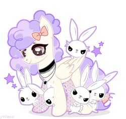 Size: 1692x1600 | Tagged: safe, artist:yt0shka, angel bunny, oc, pegasus, pony, rabbit, animal, female, mare