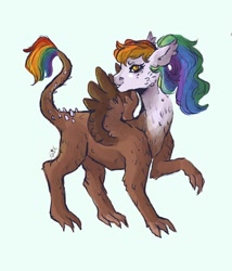 Size: 1280x1498 | Tagged: safe, artist:venti-star, oc, oc:rainbow feather, dragon, hippogriff, interspecies offspring, magical lesbian spawn, offspring, parent:gilda, parent:rainbow dash, parents:gildash, solo, transformed