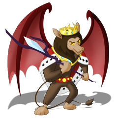 Size: 5494x5820 | Tagged: safe, artist:aleximusprime, king scorpan, scorpan, gargoyle, flurry heart's story, bat wings, belt, crown, jewelry, king, male, necklace, regalia, royalty, simple background, solo, staff, staff of sacanas, transparent background, wings