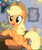 Size: 653x770 | Tagged: safe, derpibooru import, screencap, applejack, earth pony, pony, mystery voice, cropped, cute, jackabetes, smiling, solo, stool