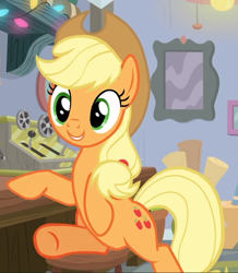 Size: 670x769 | Tagged: safe, derpibooru import, screencap, applejack, earth pony, pony, mystery voice, cropped, cute, jackabetes, smiling, solo