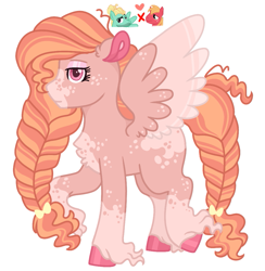 Size: 999x1024 | Tagged: safe, artist:kittystar614, big macintosh, zephyr breeze, oc, pegasus, pony, braid, female, freckles, gay, heart, how, long hair, magical gay spawn, male, mare, offspring, parent:big macintosh, parent:zephyr breeze, pegasus oc, shipping, simple background, unshorn fetlocks, white background, wings, zephyrmac