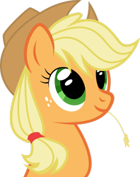 Size: 2180x2752 | Tagged: safe, artist:foxtail8000, derpibooru import, applejack, earth pony, pony, .svg available, applejack's hat, bust, cowboy hat, cute, female, freckles, hat, inkscape, jackabetes, mare, ponyscape, simple background, smiling, solo, straw in mouth, transparent background, vector