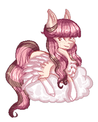 Size: 247x309 | Tagged: safe, artist:angelic-shield, oc, oc only, oc:sakura, pegasus, pony, cloud, pegasus oc, pixel art, simple background, transparent background, wings