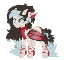 Size: 1280x986 | Tagged: safe, artist:irennecalder, oc, bat pony, pony, cloven hooves, deviantart watermark, female, horns, obtrusive watermark, simple background, solo, transparent background, watermark