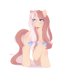 Size: 1854x1756 | Tagged: safe, artist:okity, oc, oc only, pony, unicorn, blushing, bow, cute, female, mare, simple background, sketch, solo, white background